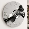Orologi Da Parete Moderni-Selezionato da Mazzolaluce Orologio da parete rotondo moderno resina effetto marmorizzato foglia argento