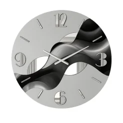 Orologi Da Parete Moderni-Selezionato da Mazzolaluce Orologio da parete rotondo moderno resina effetto marmorizzato foglia argento