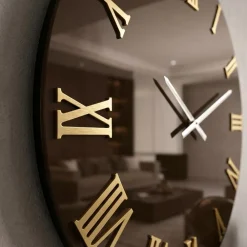 Orologi Da Parete Moderni-Selezionato da Mazzolaluce Orologio da parete specchio bronzo 60 cm numeri romani rotondo luxury