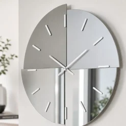Orologi Da Parete Moderni-Selezionato da Mazzolaluce Orologio da parete specchio fume lucido e satinato 80 cm design moderno per soggiorno