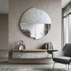 Orologi Da Parete Moderni-Selezionato da Mazzolaluce Orologio da parete specchio fume lucido e satinato 80 cm design moderno per soggiorno