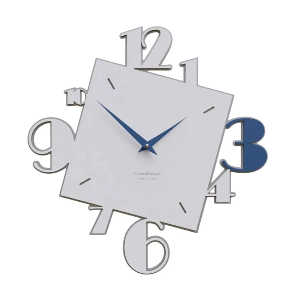 Orologi Da Parete Moderni-Selezionato da Mazzolaluce Orologio da parete squadrato legno bianco e blu numeri moderni