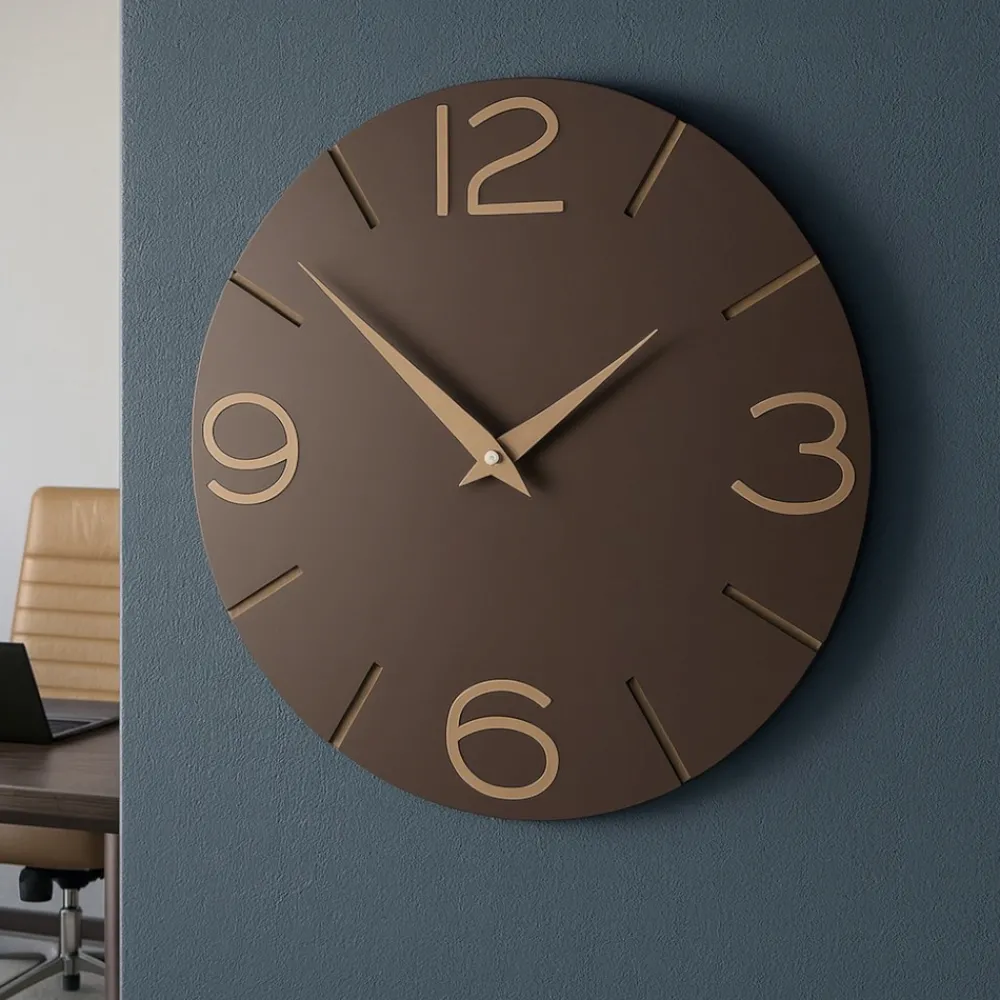 Orologi Da Parete Moderni-Selezionato da Mazzolaluce Orologio da parete tondo legno colore cioccolato