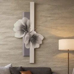 Orologi Da Parete Moderni-Bongelli Preziosi Orologio da parete verticale fiori grigio