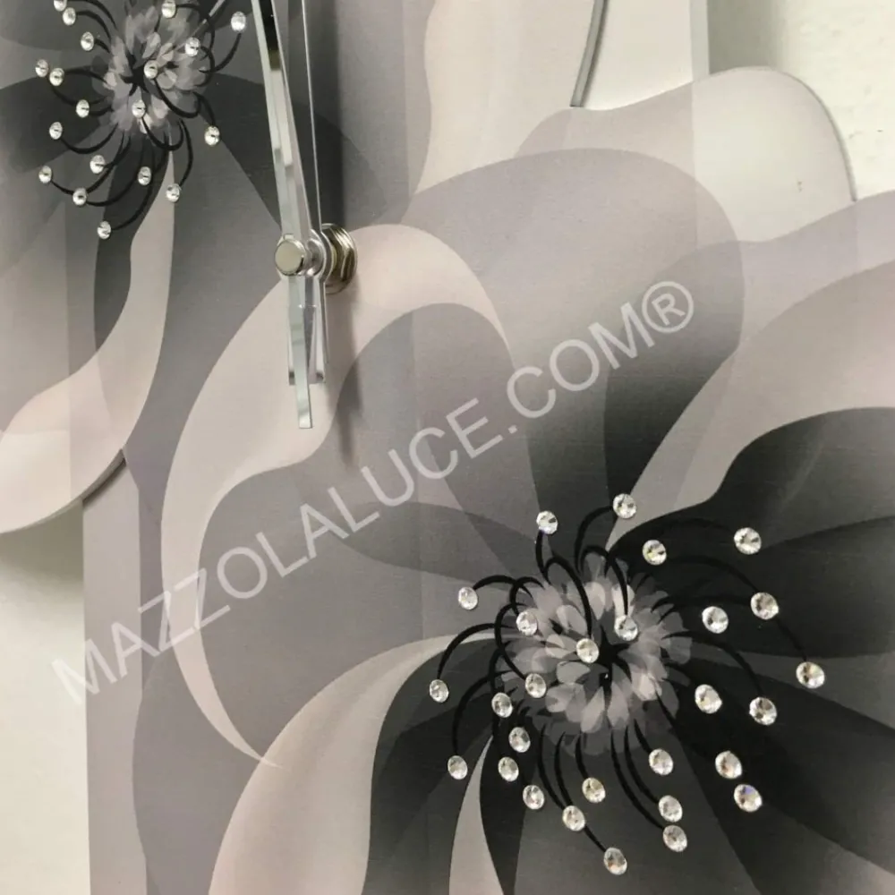 Orologi Da Parete Moderni-Bongelli Preziosi Orologio da parete verticale fiori grigio