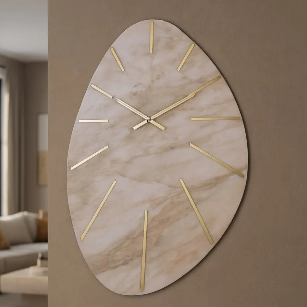 Orologi Da Parete Moderni-Selezionato da Mazzolaluce Orologio da parete 110x72 cm effetto marmo beige