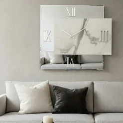 Orologi Da Parete Moderni-Selezionato da Mazzolaluce Orologio da parete 60x70cm specchio chiaro e finitura effetto marmo
