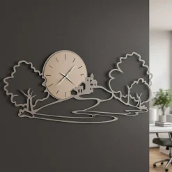 Orologi Da Parete Moderni-Selezionato da Mazzolaluce Orologio decorativo da parete paesaggio colore fango