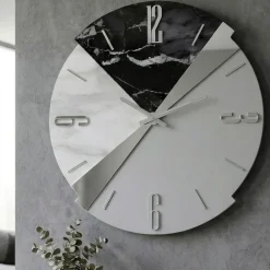Orologi Da Parete Moderni-Selezionato da Mazzolaluce Orologio design da parete 80 cm legno resina effetto marmo