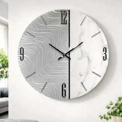 Orologi Da Parete Moderni-Selezionato da Mazzolaluce Orologio design da parete 80cm rotondo resina effetto marmo