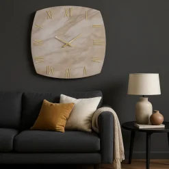 Orologi Da Parete Moderni-Selezionato da Mazzolaluce Orologio effetto marmo da parete 90cm numeri e lancette in oro