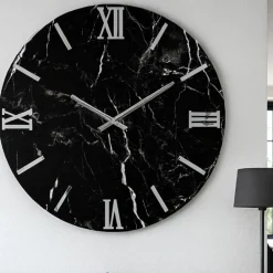 Orologi Da Parete Moderni-Selezionato da Mazzolaluce Orologio effetto marmo nero 80cm da parete design moderno