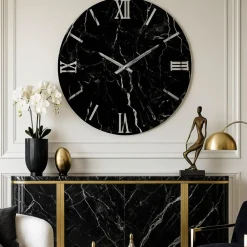 Orologi Da Parete Moderni-Selezionato da Mazzolaluce Orologio effetto marmo nero 80cm da parete design moderno