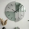 Orologi Da Parete Moderni-Selezionato da Mazzolaluce Orologio grande 100 cm da parete design moderno specchio cannettato e verde per salone