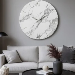 Orologi Da Parete Moderni-Selezionato da Mazzolaluce Orologio grande 80cm da parete effetto marmo bianco moderno