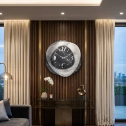 Orologi Da Parete Moderni-Selezionato da Mazzolaluce Orologio in resina moderno da parete effetto marmo grigio