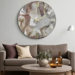 Orologi Da Parete Moderni-Selezionato da Mazzolaluce Orologio lilly 80cm tondo per parete effetto marmo particolare