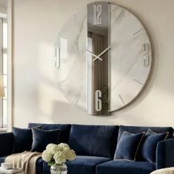 Orologi Da Parete Moderni-Selezionato da Mazzolaluce Orologio lola silver da parete 74cm effetto marmo specchio