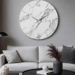 Orologi Da Parete Moderni-Selezionato da Mazzolaluce Orologio mabby moderno 60cm da parete effetto marmo bianco