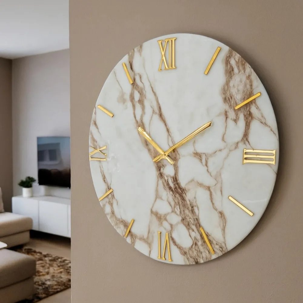 Orologi Da Parete Moderni-Selezionato da Mazzolaluce Orologio marmy 100cm da parete moderno tondo dettagli in oro