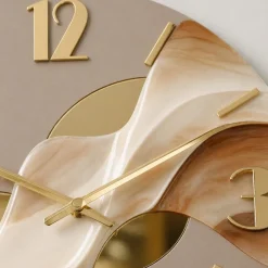 Orologi Da Parete Moderni-Selezionato da Mazzolaluce Orologio moderno a muro resina effetto marmorizzato foglia oro 50cm
