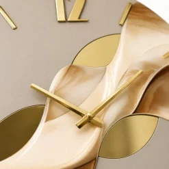 Orologi Da Parete Moderni-Selezionato da Mazzolaluce Orologio moderno a muro resina effetto marmorizzato foglia oro 50cm