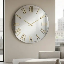 Orologi Da Parete Moderni-Selezionato da Mazzolaluce Orologio moderno a parete effetto specchio numeri oro