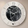 Orologi Da Parete Moderni-Selezionato da Mazzolaluce Orologio moderno a parete effetto marmorizzato grigio foglia argento