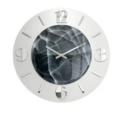 Orologi Da Parete Moderni-Selezionato da Mazzolaluce Orologio moderno a parete effetto marmorizzato grigio foglia argento
