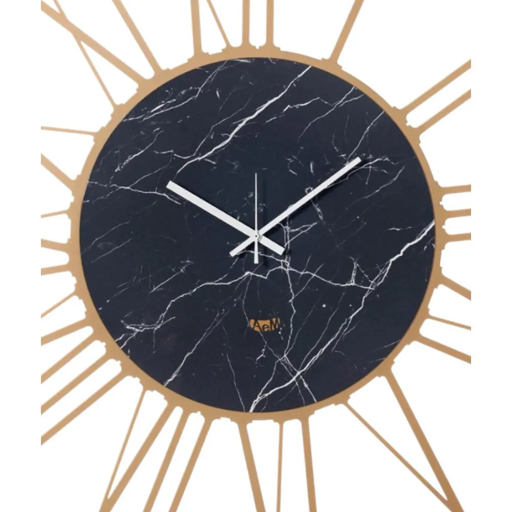 Orologi Da Parete Moderni-Selezionato da Mazzolaluce Orologio moderno a parete oro effetto marmo nero rotondo 90cm