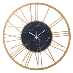 Orologi Da Parete Moderni-Selezionato da Mazzolaluce Orologio moderno a parete oro effetto marmo nero rotondo 90cm