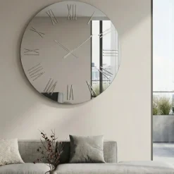 Orologi Da Parete Moderni-Selezionato da Mazzolaluce Orologio moderno a parete rotondo 80cm specchio chiaro
