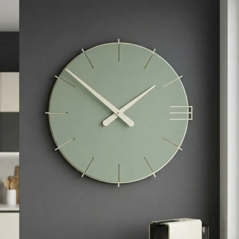 Orologi Da Parete Moderni-Selezionato da Mazzolaluce Orologio moderno a parete rotondo verde salvia 42cm