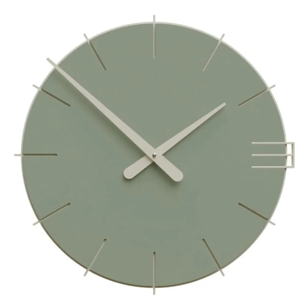 Orologi Da Parete Moderni-Selezionato da Mazzolaluce Orologio moderno a parete rotondo verde salvia 42cm