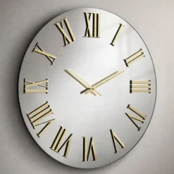 Orologi Da Parete Moderni-Selezionato da Mazzolaluce Orologio moderno a parete tondo 60cm effetto specchio chiaro