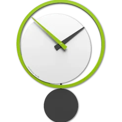 Orologi Da Parete Moderni-Selezionato da Mazzolaluce Orologio moderno a pendolo verde mela bianco grigio a parete