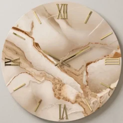 Orologi Da Parete Moderni-Selezionato da Mazzolaluce Orologio moderno da muro rotondo effetto marmo numeri oro