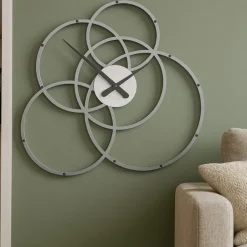 Orologi Da Parete Moderni-Selezionato da Mazzolaluce Orologio moderno da parete cerchi colore alluminio bianco