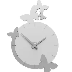 Orologi Da Parete Moderni-Selezionato da Mazzolaluce Orologio moderno da parete farfalle legno bianco grigio