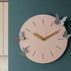 Orologi Da Parete Moderni-Selezionato da Mazzolaluce Orologio moderno da parete gelso glicine con farfalle