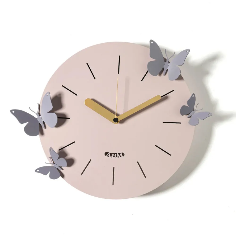 Orologi Da Parete Moderni-Selezionato da Mazzolaluce Orologio moderno da parete gelso glicine con farfalle