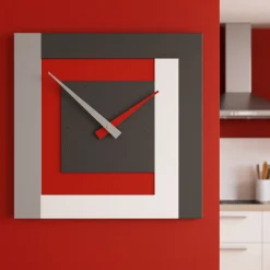 Orologi Da Parete Moderni-Selezionato da Mazzolaluce Orologio moderno da parete legno rosso rubino alta qualita'