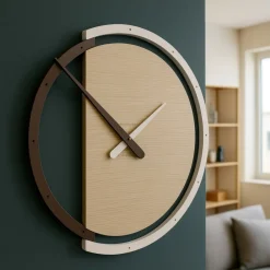 Orologi Da Parete Moderni-Selezionato da Mazzolaluce Orologio moderno da parete legno rotondo bianco e cioccolato