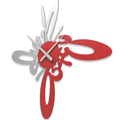 Orologi Da Parete Moderni-Selezionato da Mazzolaluce Orologio moderno da parete legno colore rosso fuoco