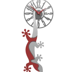 Orologi Da Parete Moderni-Selezionato da Mazzolaluce Orologio moderno da parete legno grigio rosso rubino