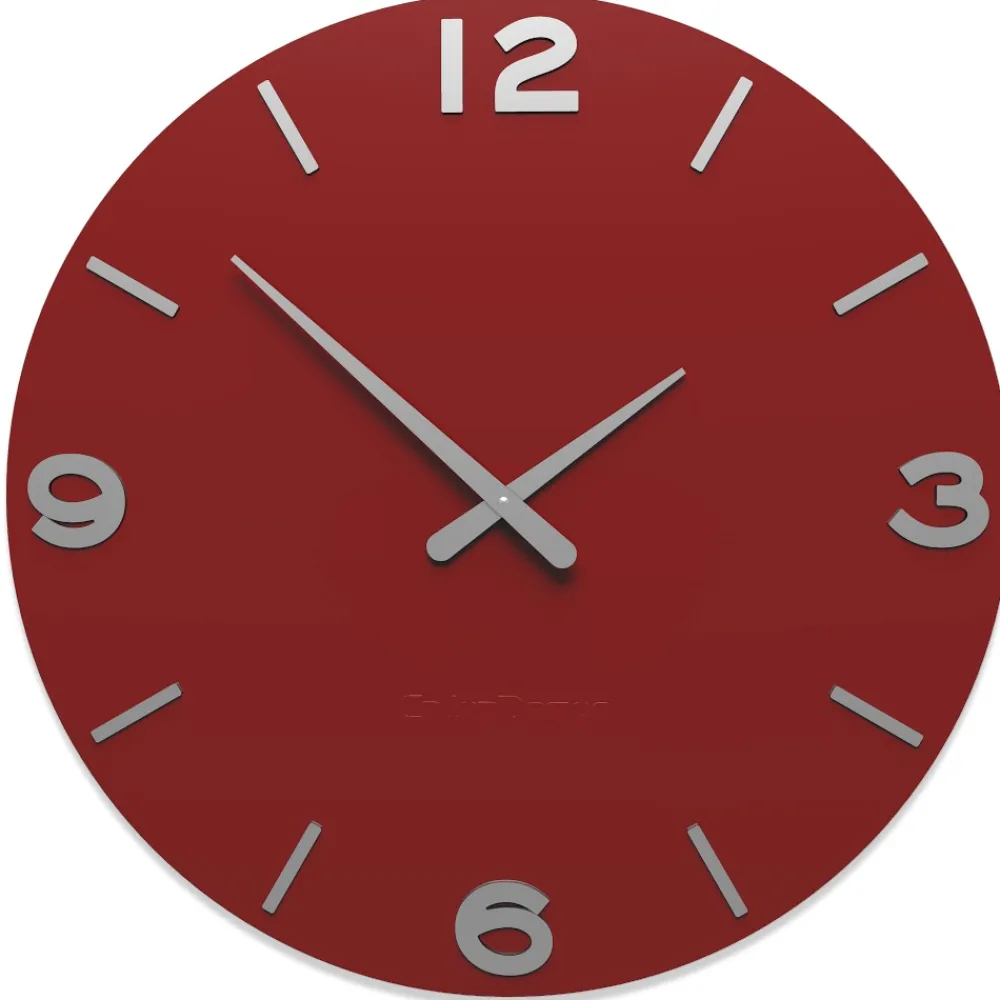 Orologi Da Parete Moderni-Selezionato da Mazzolaluce Orologio moderno da parete rotondo smarty legno colore rubino