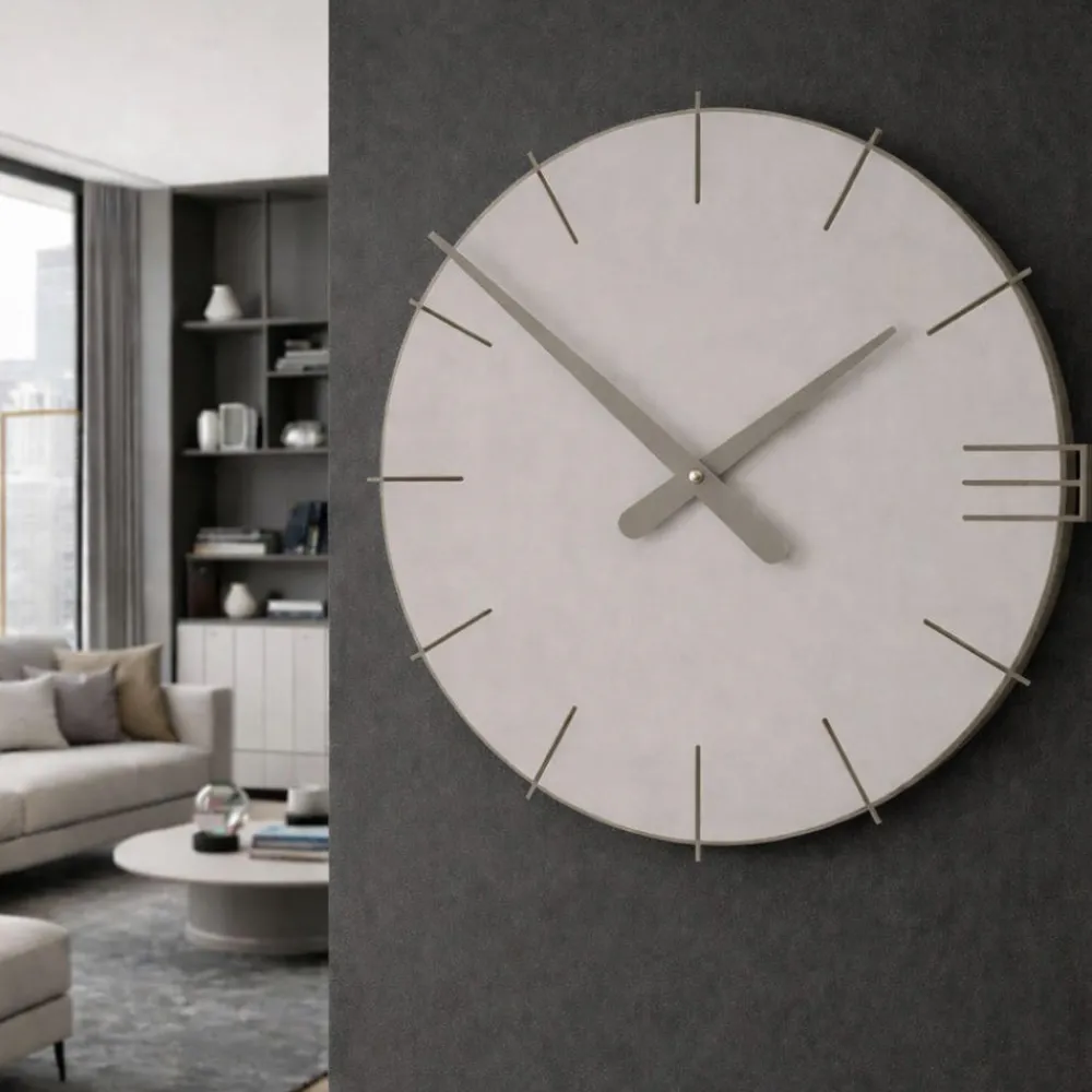 Orologi Da Parete Moderni-Selezionato da Mazzolaluce Orologio moderno da parete rotondo legno color sabbia 40cm