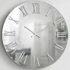 Orologi Da Parete Moderni-Selezionato da Mazzolaluce Orologio moderno per parete rotondo 80cm effetto specchio chiaro