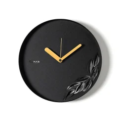 Orologi Da Parete Moderni-Selezionato da Mazzolaluce Orologio nero da parete design rotondo con foglie