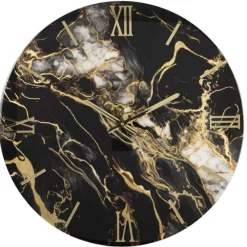 Orologi Da Parete Moderni-Selezionato da Mazzolaluce Orologio nero oro da muro 60cm rotondo moderno in resina